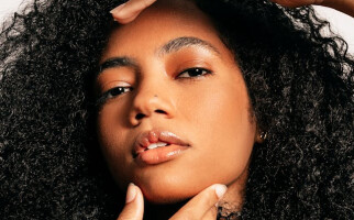woman wearing glowy makeup