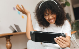Person playing on Nintendo Switch console