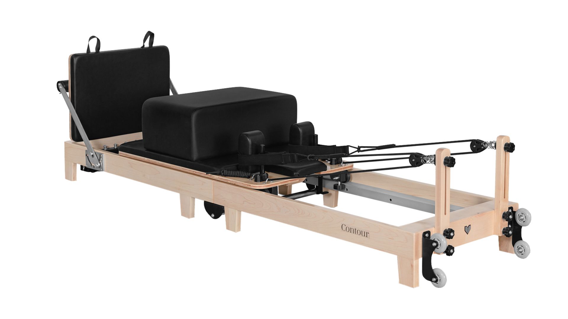 The Lifespan Fitness Contour 2 Folding Wood Pilates Reformer Set.